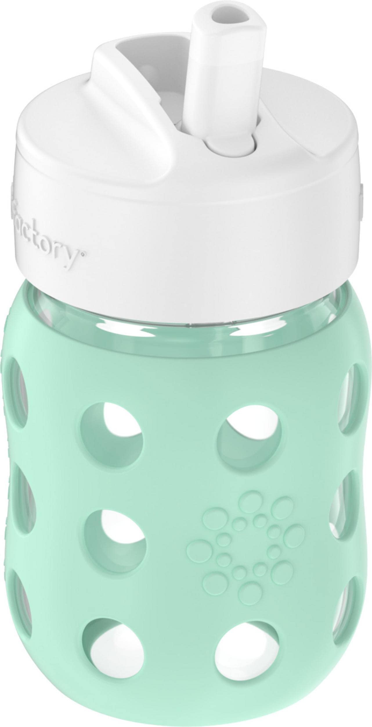 Lifefactory 8oz Glass Baby Bottle with Pivot Straw,