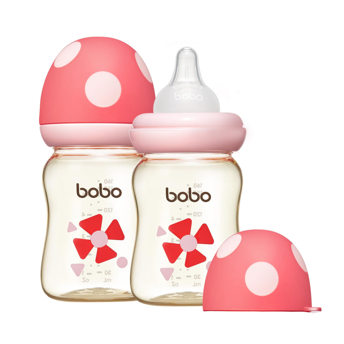 YOHKOH PPSU Baby Bottle Wide Neck, Newborn Anti-Colic Baby Bottle with Natural Response Nipple, Streamlined Body, Easy to Clean (8.8oz (Pack of 2), Red)