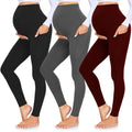 GROTEEN 3 Pack Women's Maternity Leggings with Pockets Over The Belly Pants