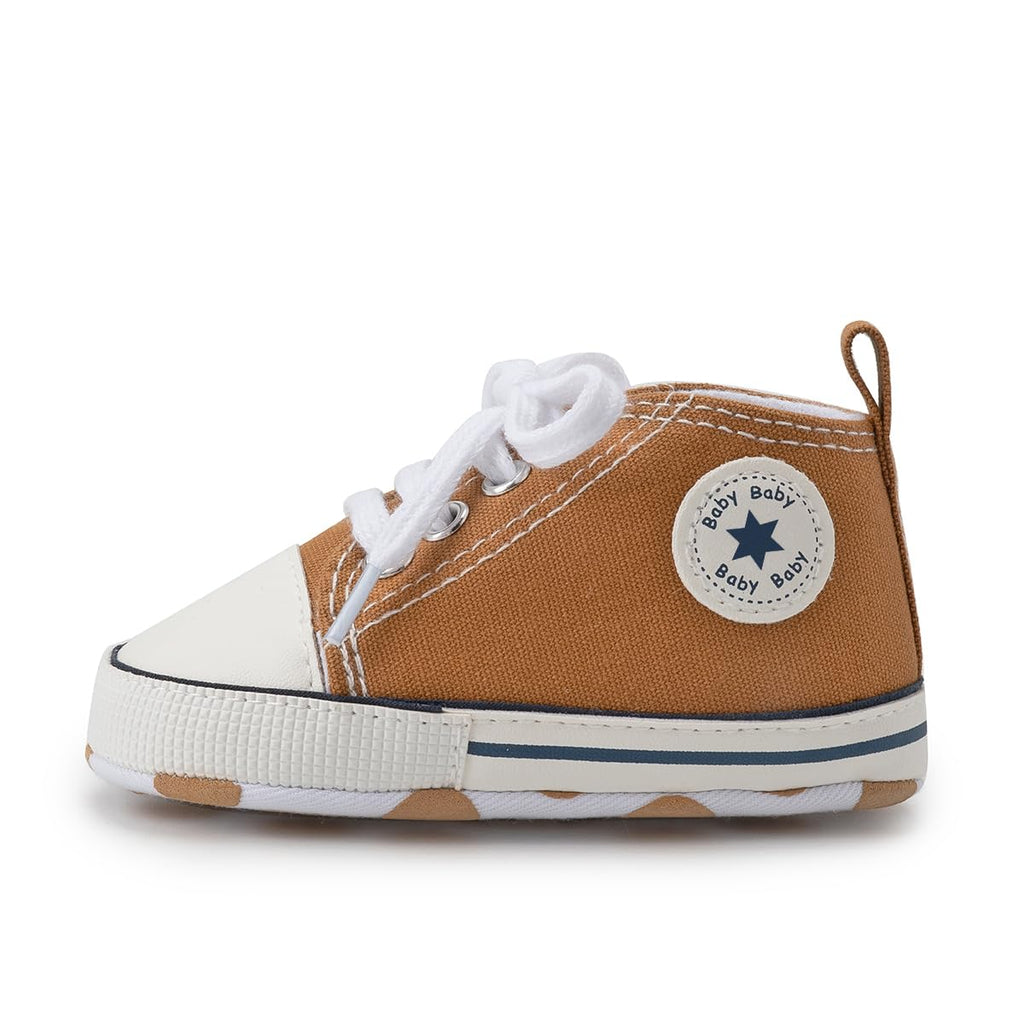 Meckior Save Beautiful Baby Girls Boys Canvas Sneakers Soft Sole High-Top Ankle Infant First Walkers Crib Shoes