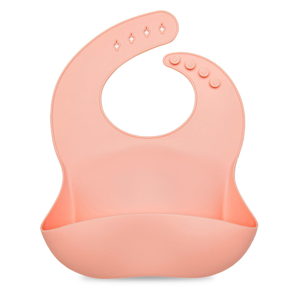 Loulou Lollipop Waterproof Silicone Feeding Bib for Babies & Toddlers, Catch-All Pouch, Easy Clean, 3–36 Months – Pink Quartz
