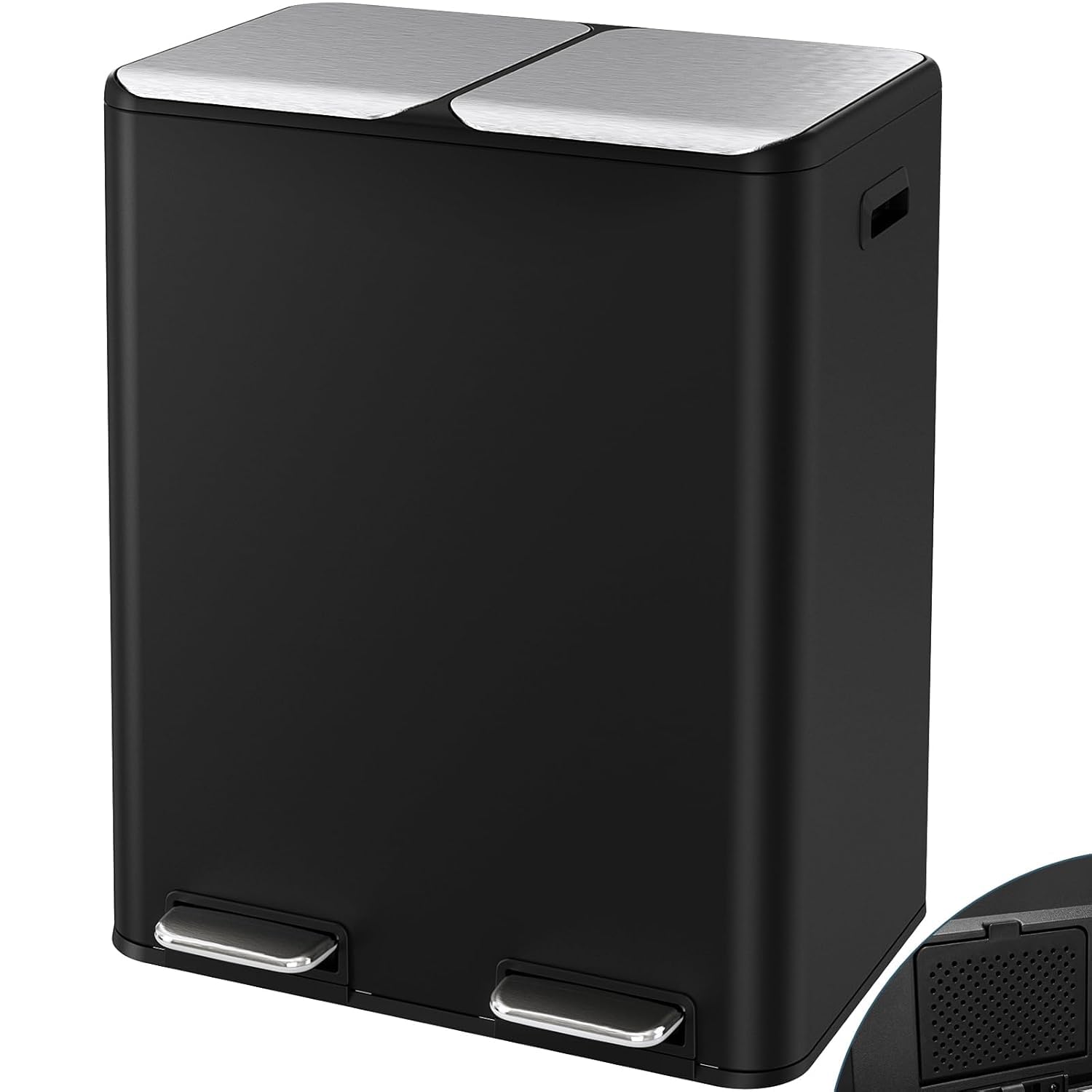 Arlopu 16Gal Dual Trash Can w/2 Built-in Box for Odor Control