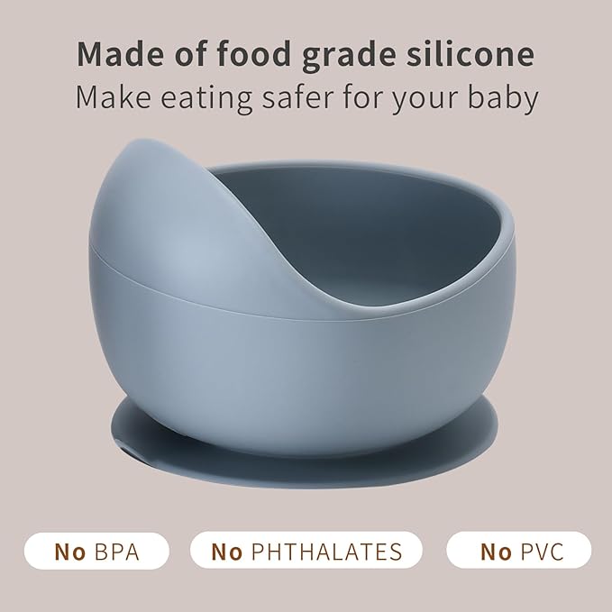 Silicone Baby Feeding Set, Baby Bowls, Baby Spoons and Baby Forks Can Fit in the Dishwasher and Microwave with Baby Feeding Supplies (B-2)