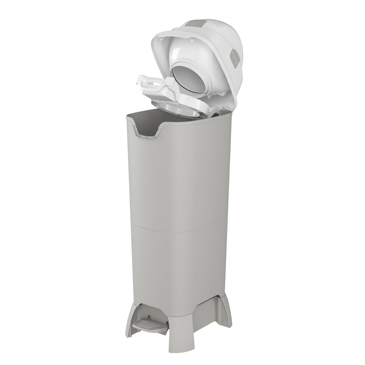 Foundations Hands-Free Tall Diaper Pail with Airtight Lid, Gray