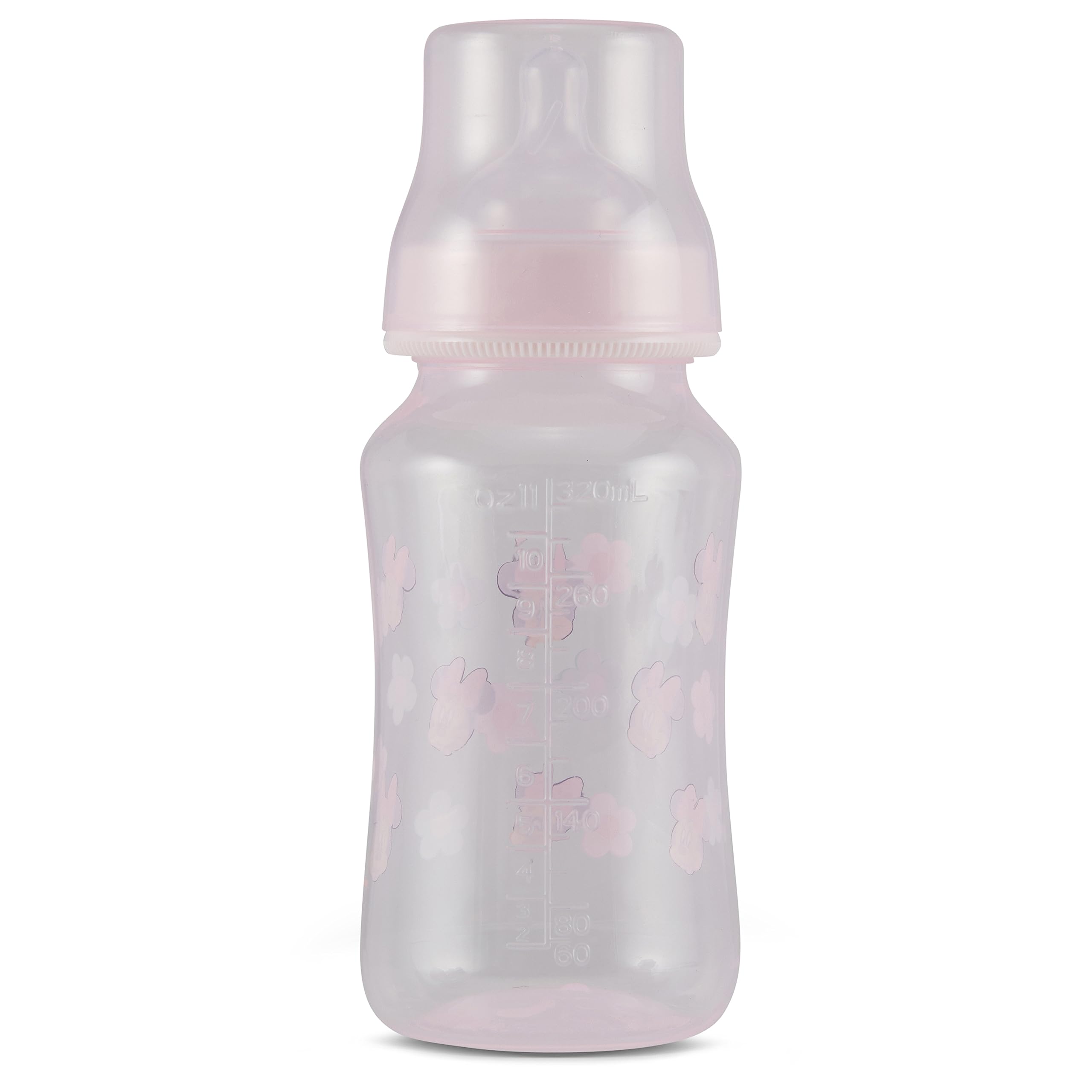 Disney Minnie Mouse Baby Bottles 11 oz for Boys or Girls | 2 Pack of Infant Hourglass Shaped Bottles with Cover for Newborns and All Babies | BPA-Free Plastic Baby Bottle for Baby Shower