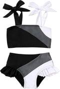 YOUNGER TREE Toddler Girls Two Pieces Swimsuit Color Block Stripe Swimwear Summer Beach Bathing Suit 18M-5T