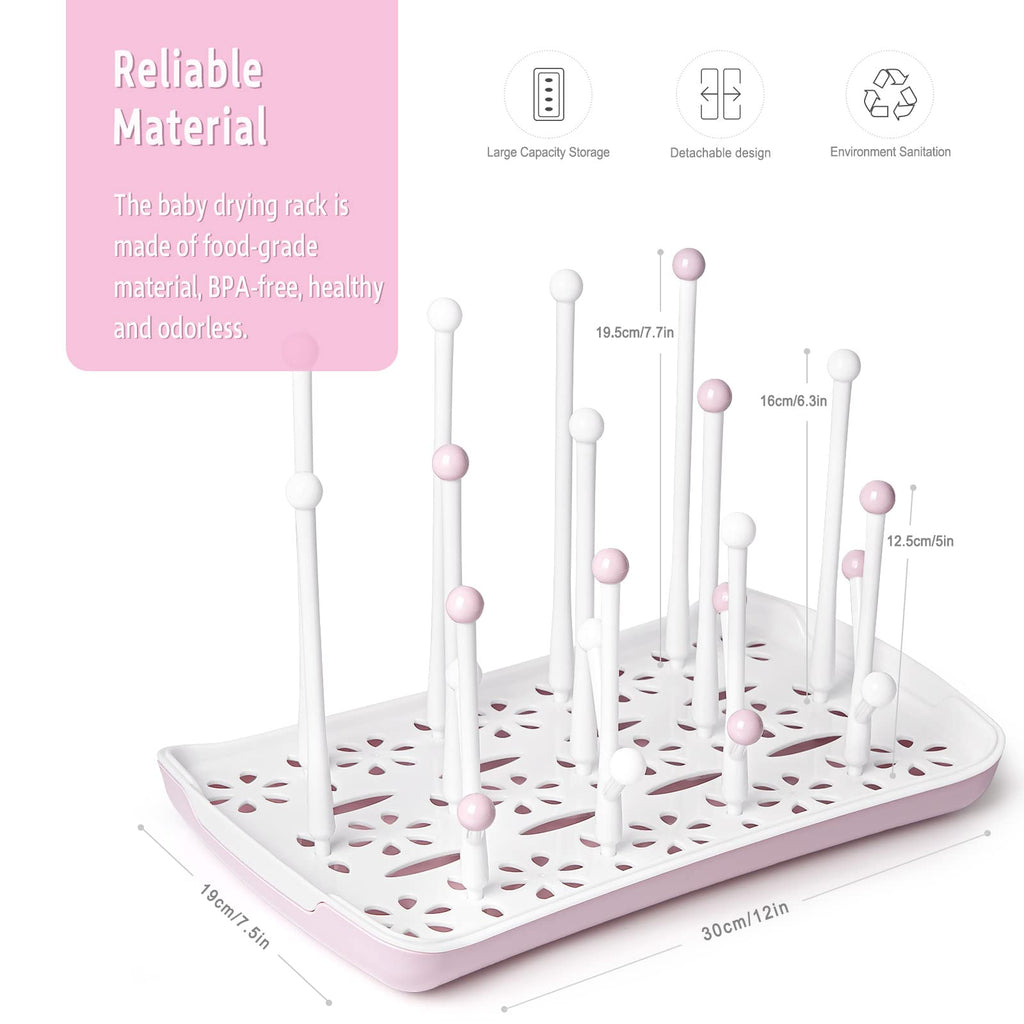 Termichy Baby Bottle Drying Rack: Space-Saving with 13 Hooks & Drain Tray