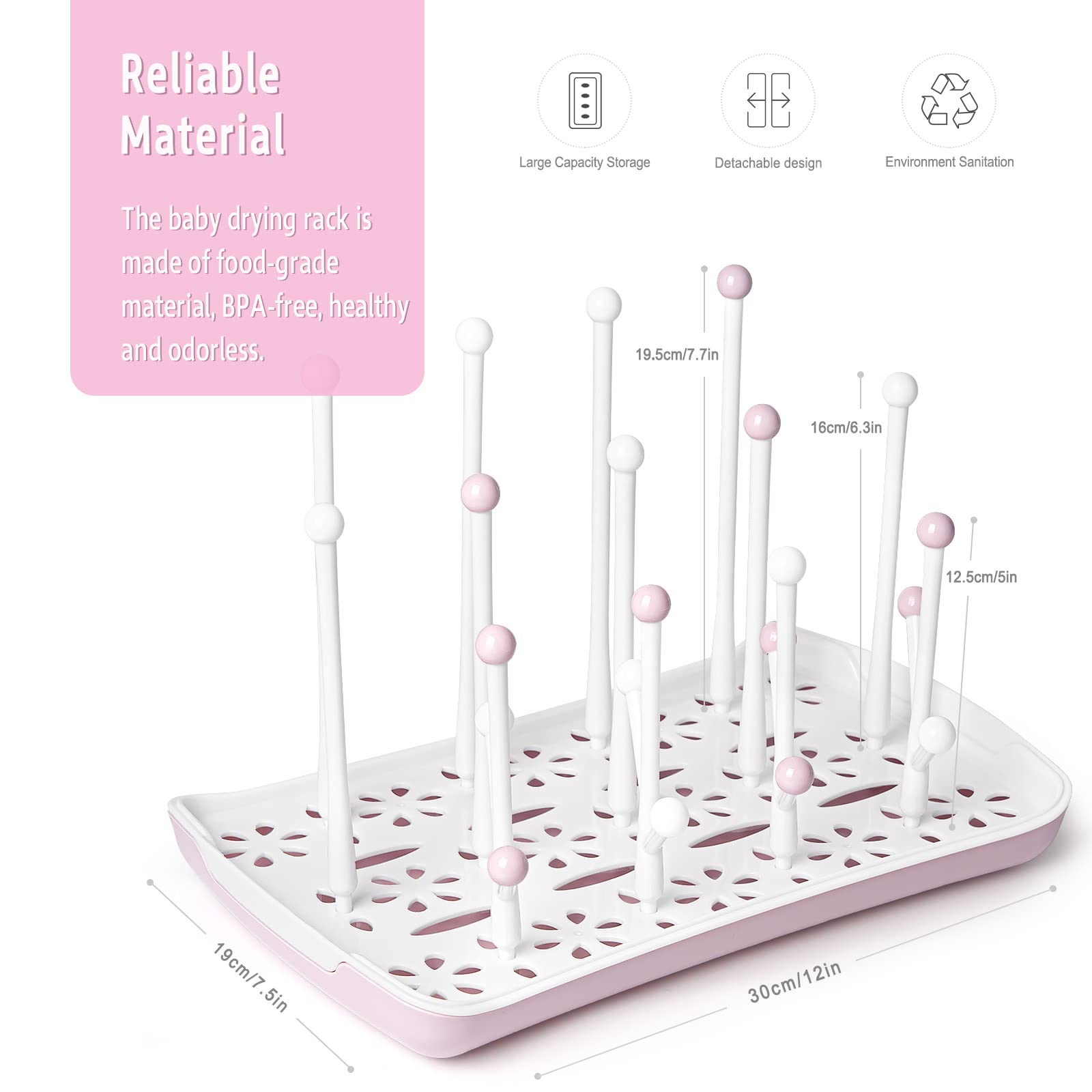 Termichy Baby Bottle Drying Rack: Space-Saving with 13 Hooks & Drain Tray