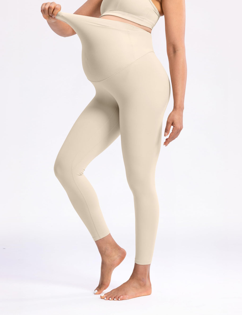 POSHDIVAH Creamluxe Maternity Leggings 25" Khaki Small