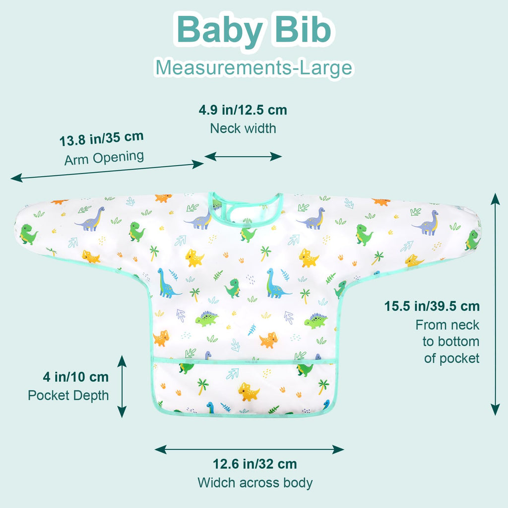 Accmor 5 Pack Long Sleeve Bibs, Baby Smock Waterproof Sleeved Bib Smock for Baby Toddler 24-36 Months