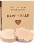 Bare Babe Disposable Satin Nipple Covers - 40 Pieces Waterproof Pasties 4 Shades - Sticky Breast Stickers for Strapless Dress (Creme, Regular (Fits A-H))
