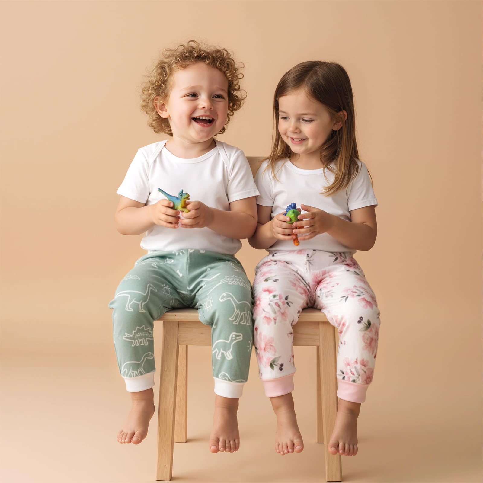 littogoose Baby Jogger Pants with Elastic Cuffs – Stay-On Lightweight Toddler Joggers, Soft & Stretchy Baby Pants, 3-Pack