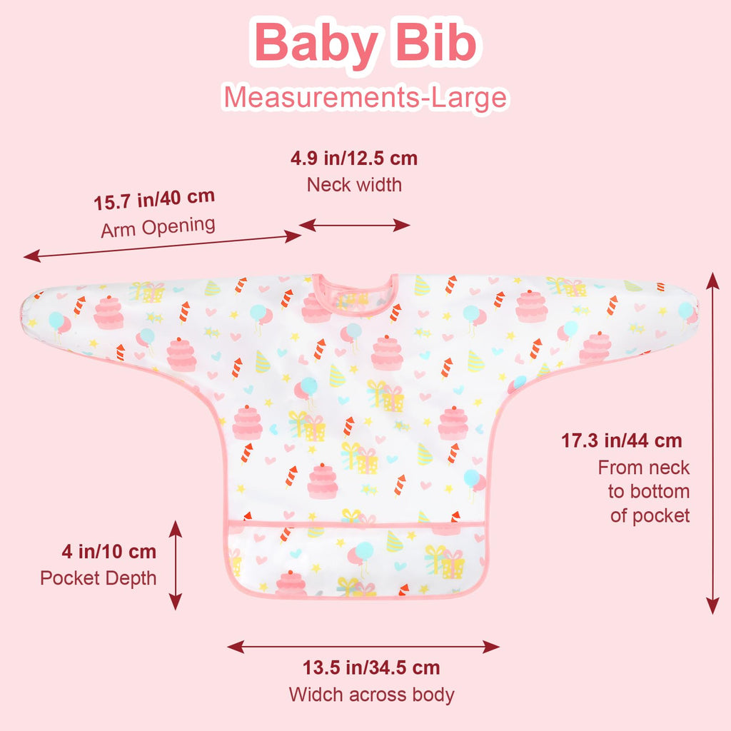 Accmor 5 Pack Long Sleeve Bibs, Baby Smock Waterproof Sleeved Bib Smock for Baby Toddler 24-36 Months