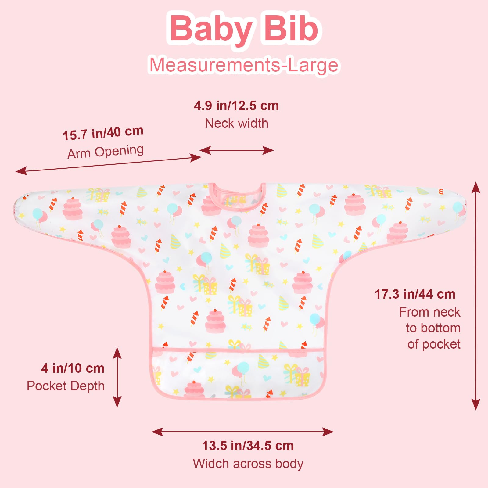 Accmor 5 Pack Long Sleeve Bibs, Baby Smock Waterproof Sleeved Bib Smock for Baby Toddler 24-36 Months