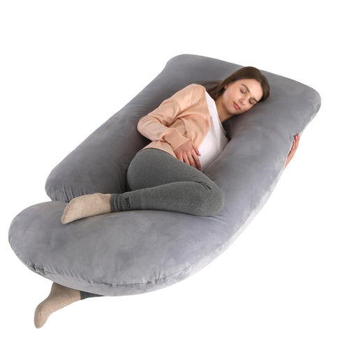 ALLOPERA Pregnancy Pillow, Full Body Maternity Pillow 57 inch, with Removable Washable Cover - Sleep Support for Legs, Back, Neck, Shoulder, HIPS, Belly for Pregnent Women, 100% Cotton