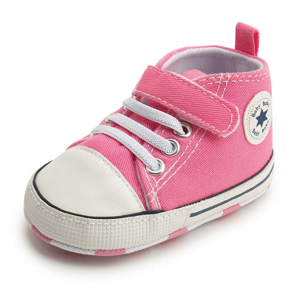 Meckior Save Beautiful Baby Girls Boys Canvas Sneakers Soft Sole High-Top Ankle Infant First Walkers Crib Shoes