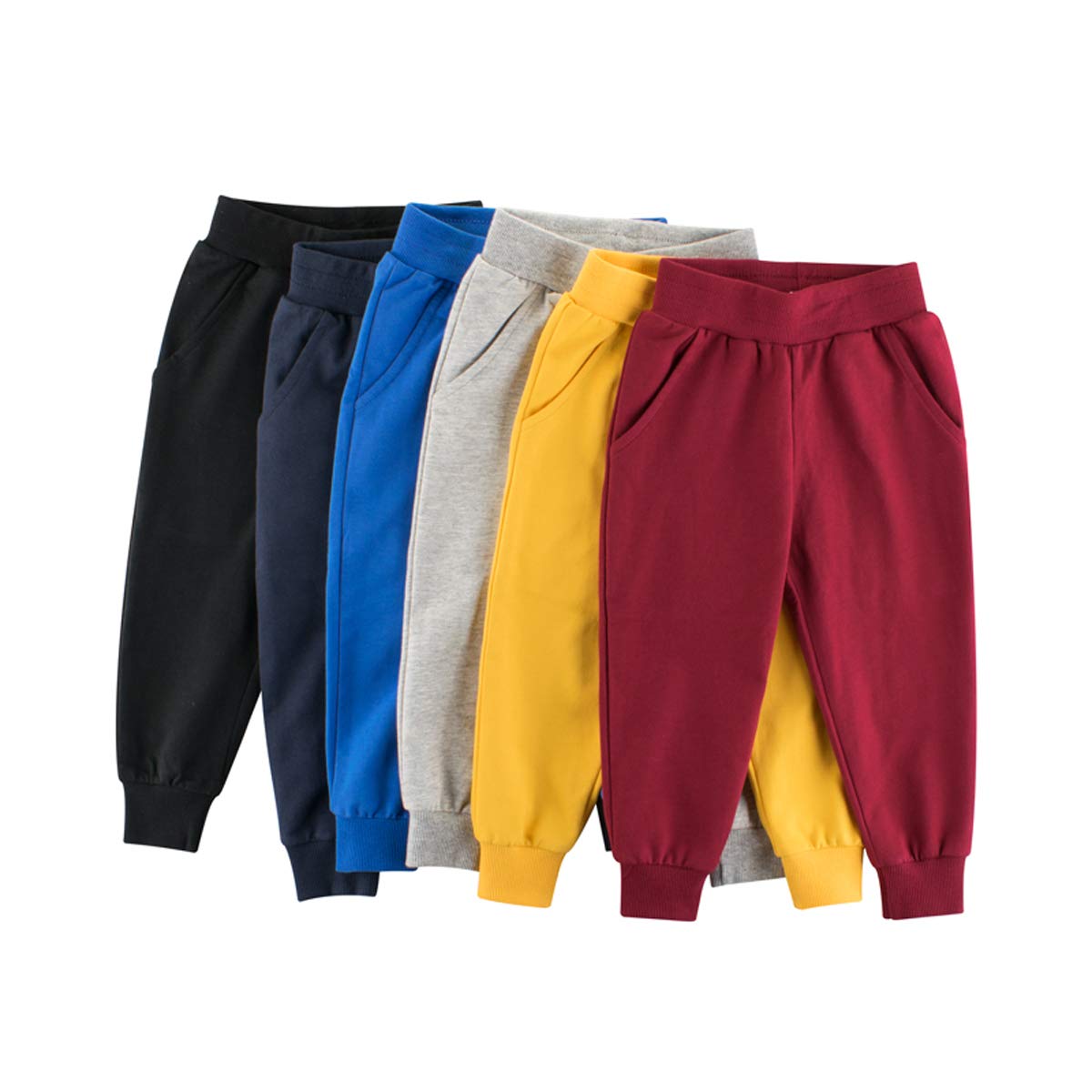 HUAER& Baby Boy's Jogger Pants Dinosaur Car Animal Print Drawstring Elastic Sweatpants 2-Pack (Gray+Black, 5T)