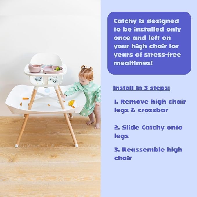 CATCHY - Food Catcher - Compatible with Stokke Clikk High Chair + 11 Other High Chairs - Highchair Sold Separately - Baby & Toddler Food & Mess Catcher - Under High Chair Accessory