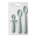 Ali+Oli (3pc) Silicone Spoon Set for Baby (Blue) Unbreakable Baby Spoons, Self Feeding Utensils, Multi-stage Design, Ergonomic Handle