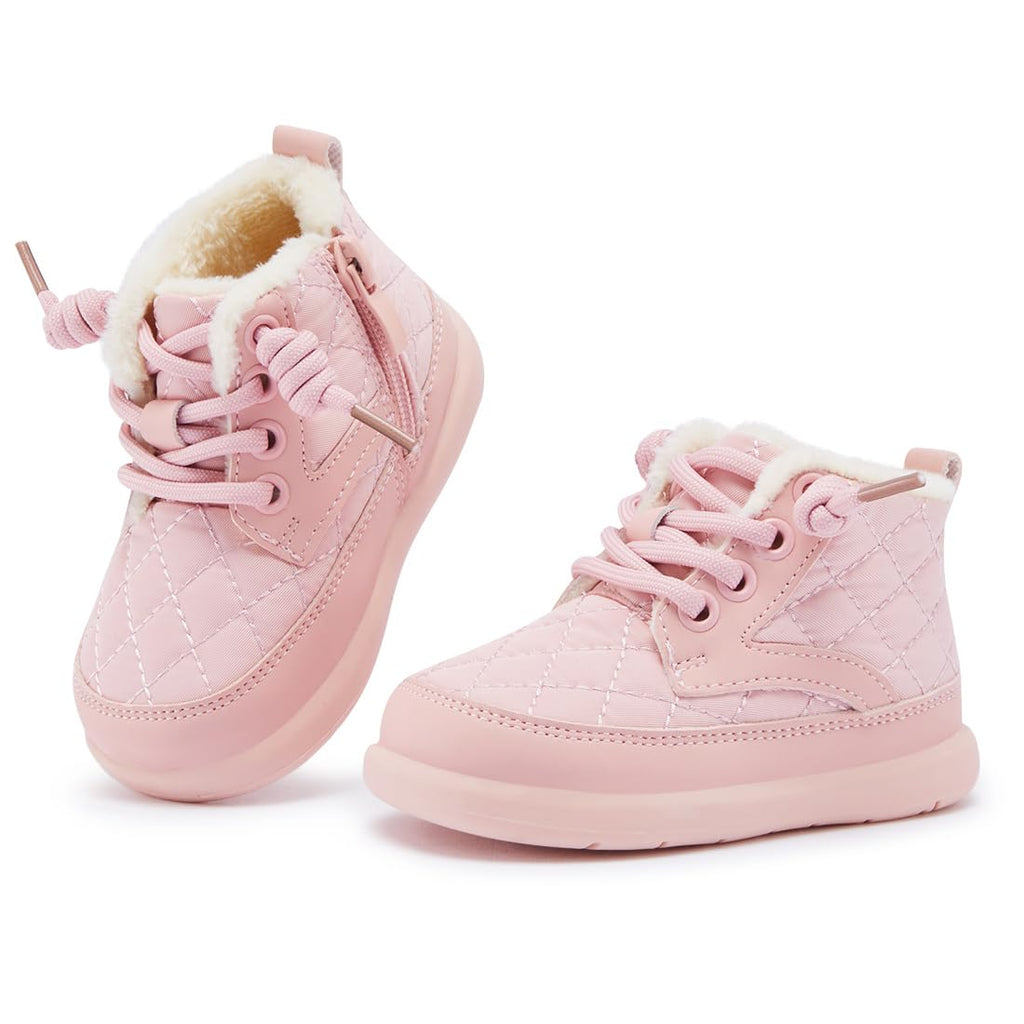 BMCiTYBM Baby Snow Boots Boy Girl Waterproof Infant Winter Warm Booties Nonslip Lightweight Outdoor Shoes for First Walkers Pink Size 12-18 Months Infant