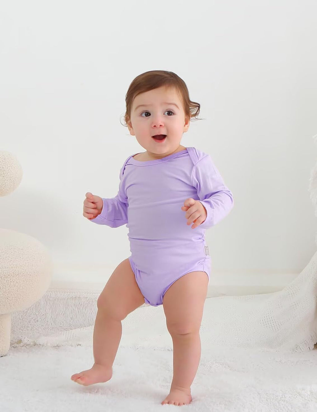 Jimonda Baby Rompers | Soft Summer Long-Sleeve Bodysuit for Newborns 0-24M | Breathable Infant Onesie with Snap Buttonsviolet&blush
