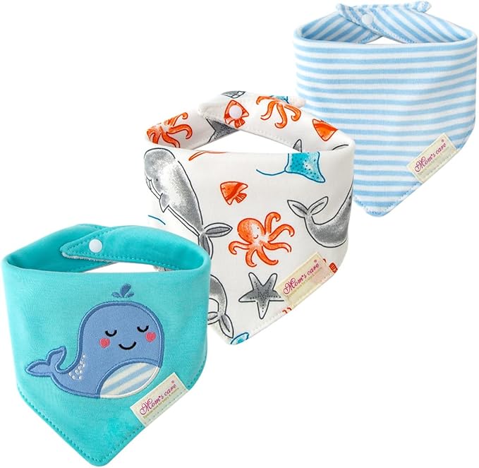 JN&LULU 3 Pack Newborn Baby Bibs Bandana Drool Bibs for Drooling Cotton Baby Gifts (Moon Star)