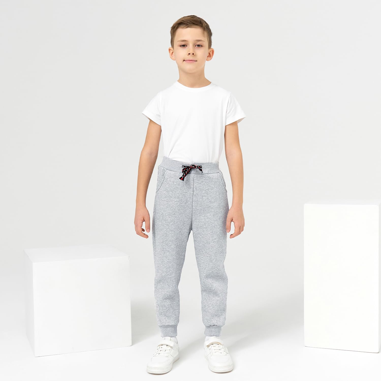 Funnymore Kids Tween Boys Pants Sweatpants,3 Pack Pull On Fleece Jogger Outfits Clothes Black/Grey Size 12-13 Years