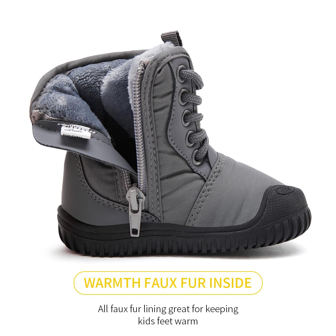 BMCiTYBM Baby Snow Winter Boots Boys Girls Shoes Warm Zipper Non Slip First Walking Infant 6 9 12 18 24 Months Grey Size 6-12 Months Infant