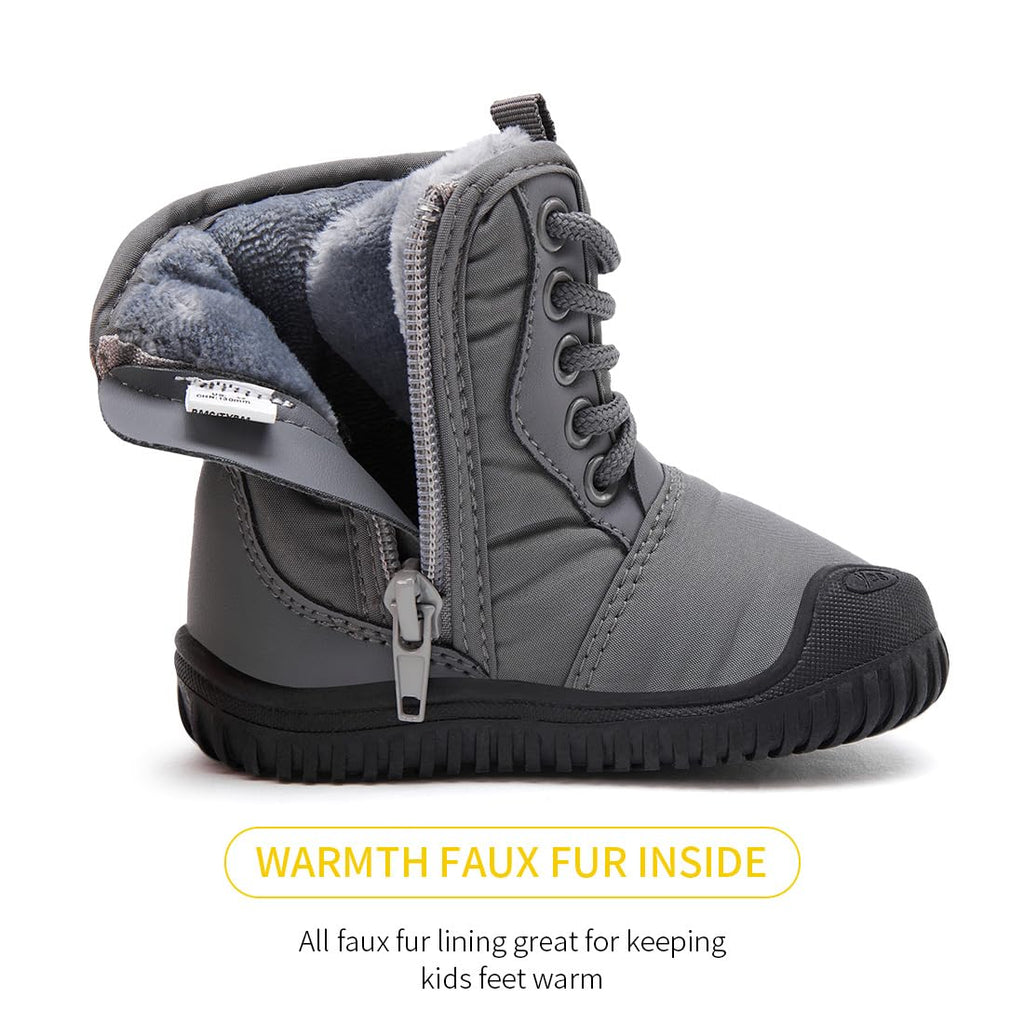 BMCiTYBM Baby Snow Winter Boots Boys Girls Shoes Warm Zipper Non Slip First Walking Infant 6 9 12 18 24 Months Grey Size 12-18 Months Toddler