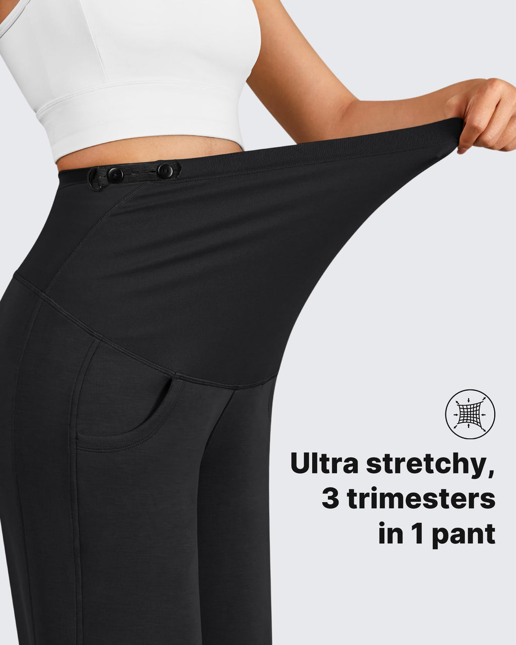 G4Free Maternity Sweatpants with Pockets Stretchy Wide Leg Yoga Lounge Trousers Pregnancy Casual Pants Over Bump(Black,M,Regular)