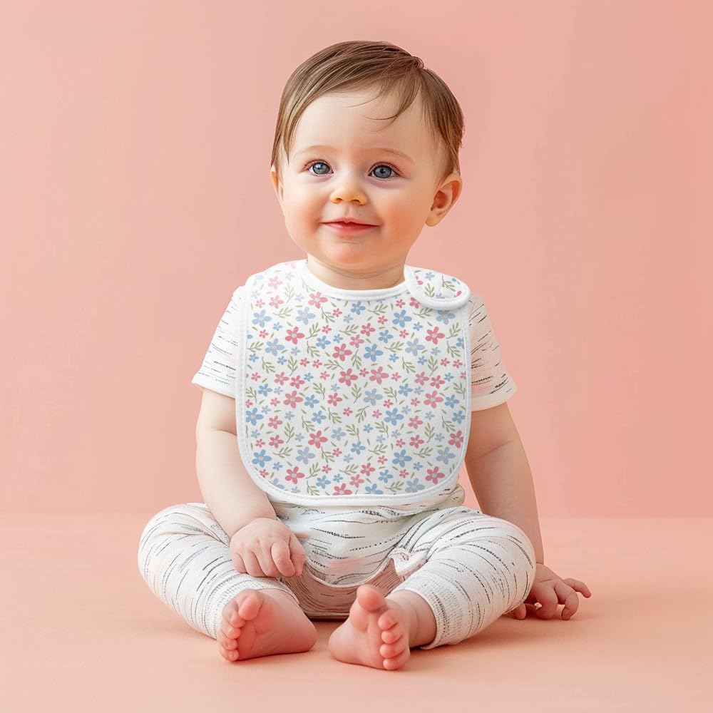 lazyrhino 8 Pack Baby Bibs Unisex Adjustable with Snaps Ultra Soft Absorbent Drooling Teething for Boys and Girls (pink-lht-8pcs)