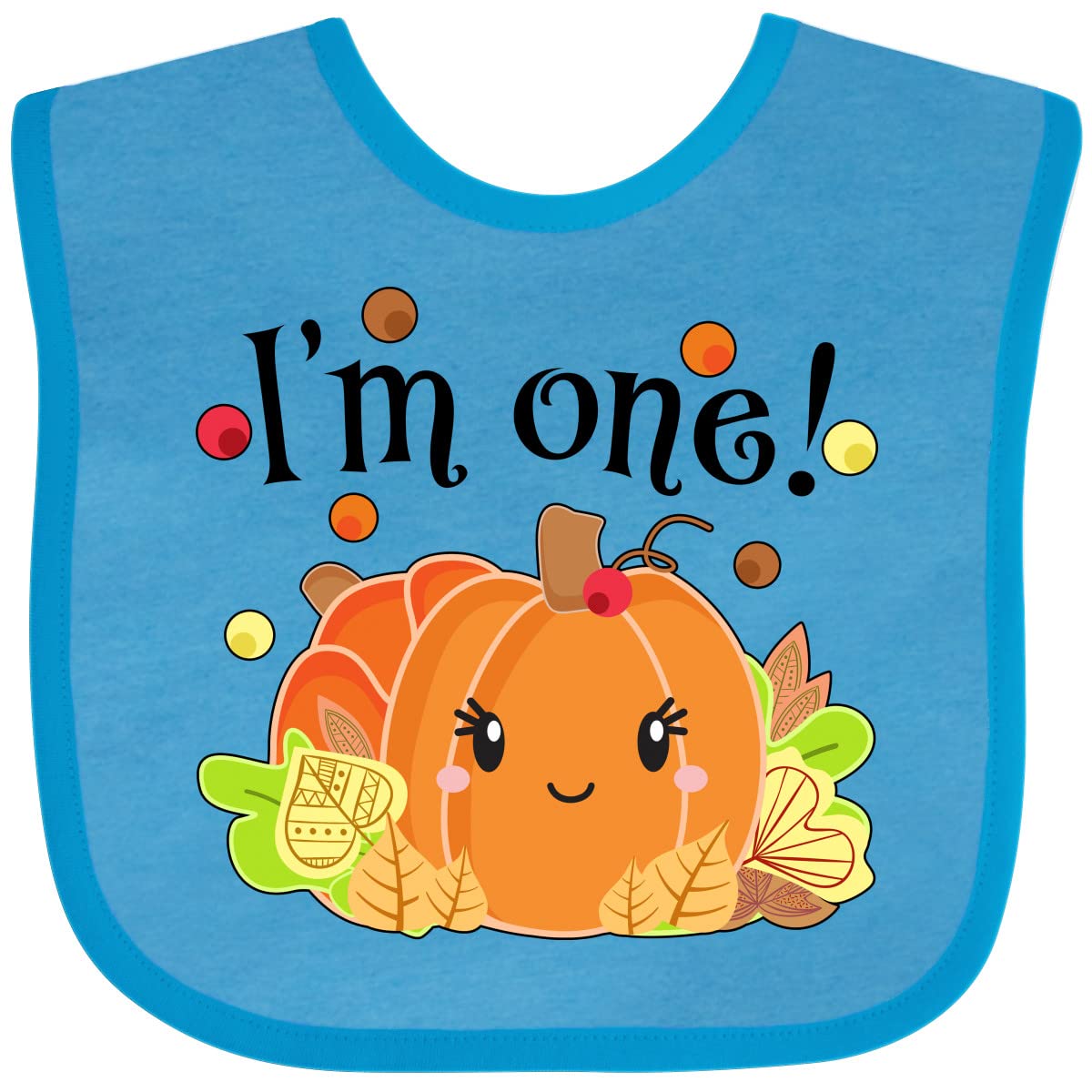 inktastic I'm One- Pumpkin Birthday Autumn Baby Bib Heather and White 331b5