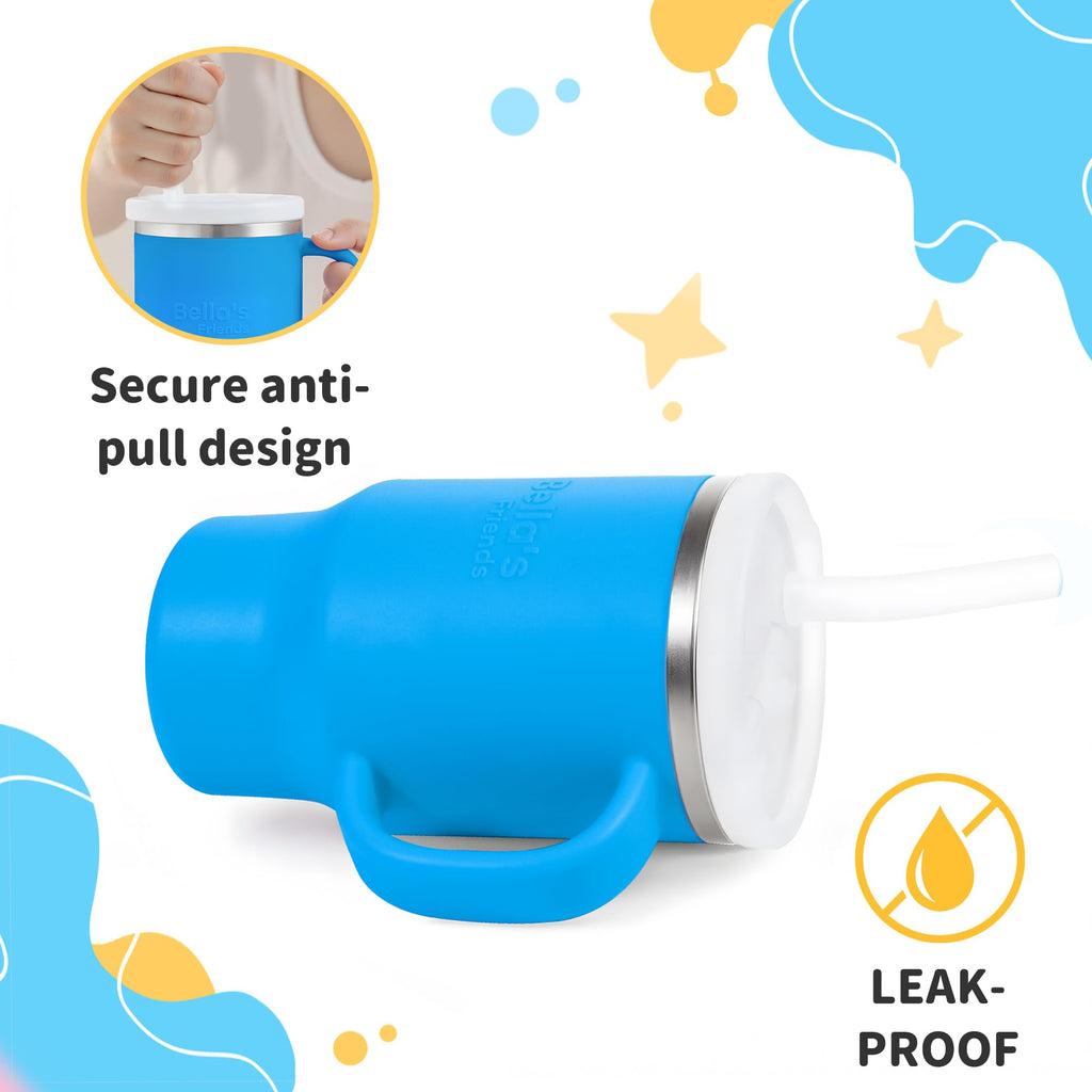 Handy Mini Tumbler, 9 oz Sippy Cups for Toddlers 1-3, Stainless Interior, Leak‑Proof Toddler Cups, Birthday Gifts for 1 Year Old Girls Boys, Baby Girl Daycare Essentials with Name Stickers, 2 Pack