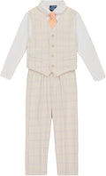Nautica Boys' 4-Piece Formal Suit Set with Vest, Pants, Collared Dress Shirt, and Tie