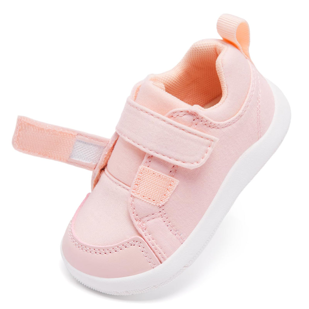 MORENDL Toddler Girl Shoes Baby Wide Toe Box Barefoot Shoes Girls Walking Shoes Non-Slip Minimalist Sneakers Comfort Zero Drop Tennis Outdoor Activities Pink Size 8