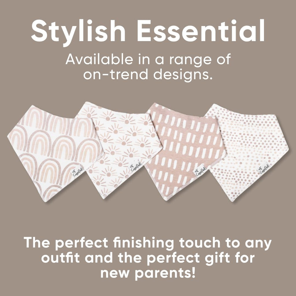 Copper Pearl Baby Bibs for Baby Boy or Girl – Bandana Drool Bibs for Teething, Absorbent Bibs for Eating, Newborn to Toddler, 4 Pack, Bliss