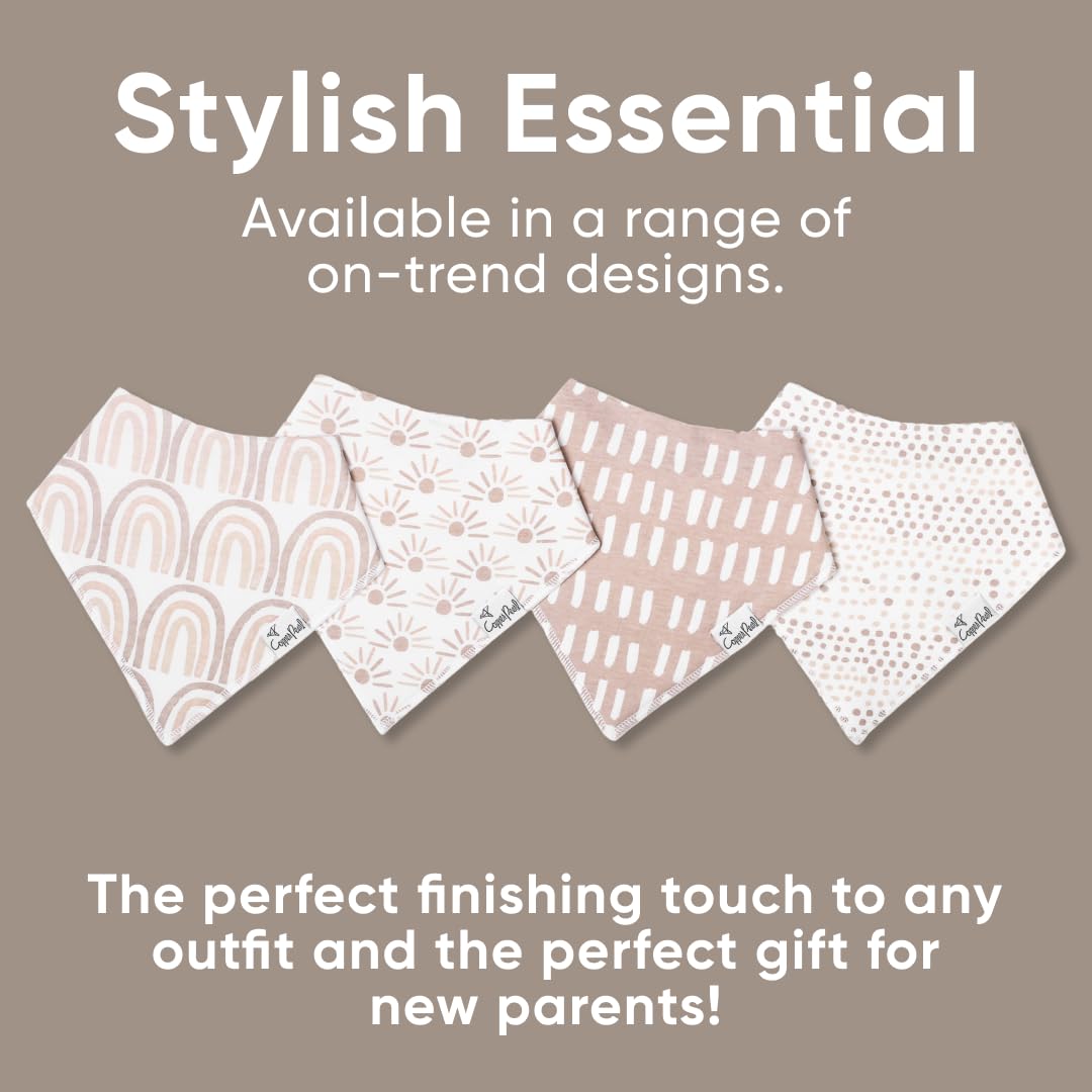 Copper Pearl Baby Bibs for Baby Boy or Girl – Bandana Drool Bibs for Teething, Absorbent Bibs for Eating, Newborn to Toddler, 4 Pack, Bliss