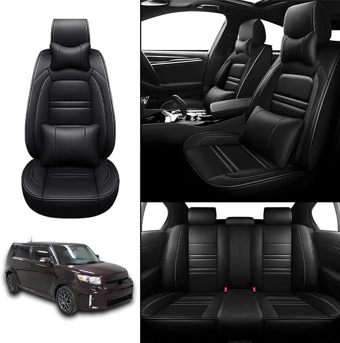 Car Seat Covers for Scion xb 2004-2015 | 5-Seats Seat Covers, Waterproof Seat Protectors, Automotive Seat Covers (Full Set with Pillow,Black)