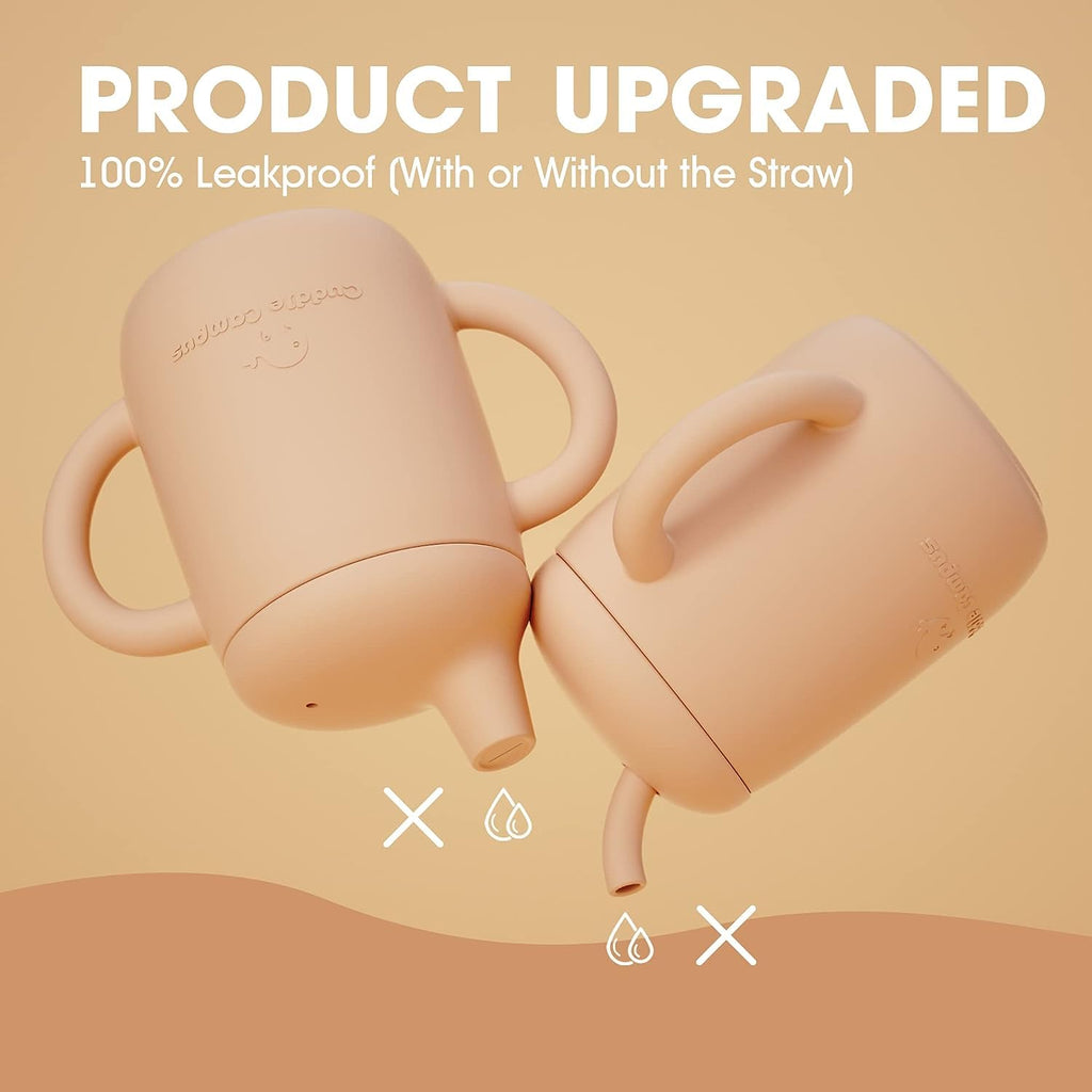 Cuddle Campus Sippy Cups 7OZ, [4 in 1] Baby Cups, Shatterproof Silicone Straw Cup,Open Cup for 6M, 6M+,6-12 Months,1/1+ Year Old Baby,Toddler