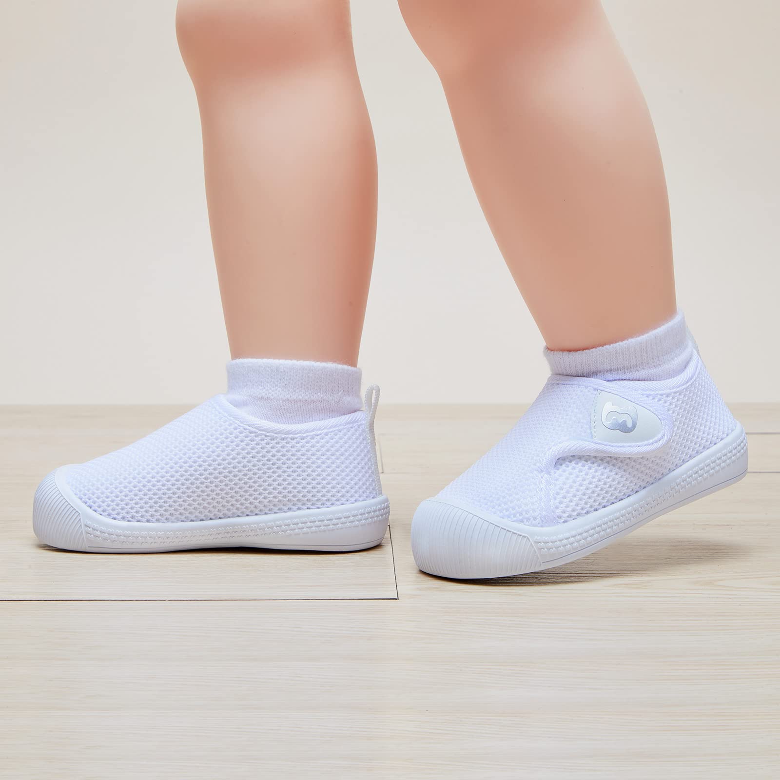 BMCiTYBM Toddler Walking Shoes Baby Boy Girl Barefoot Sneakers White Size 8