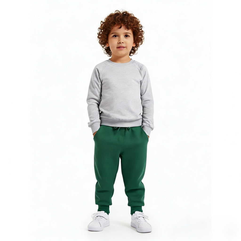 HUAER& Baby Boy's Jogger Pants Dinosaur Car Animal Print Drawstring Elastic Waist Sweatpants Cotton Toddler Athletic Pants 2-Pack (Dark Green + Light Gray,2-3T)