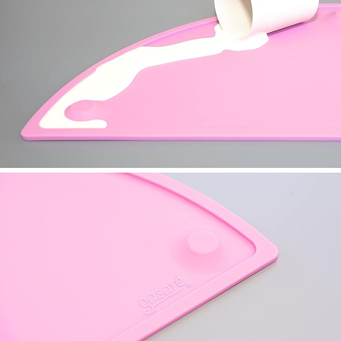 GASARÉ, Extra Large 20 x 11 Inches, Silicone Placemats for Dining Table, Suction Cups, Raised Edges, Non-Slip, Food Grade, BPA Free, Dishwasher Safe, Pink