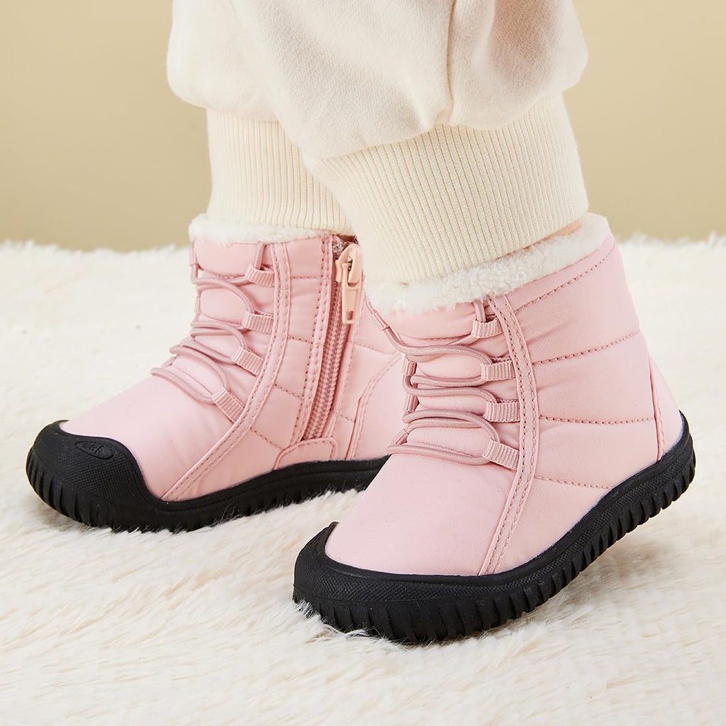 BMCiTYBM Toddler Baby Snow Boots Winter Shoes Boys Girls Cold Weather Baby Faux Fur Shoes Pink Size 9