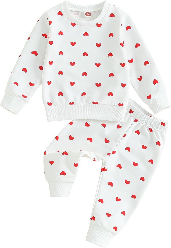 Fernvia Toddler Baby Girl Clothes 3 6 9 12 18 24 Months Fall Outfits Solid Long Sleeve Sweatshirt Tops + Pants Set