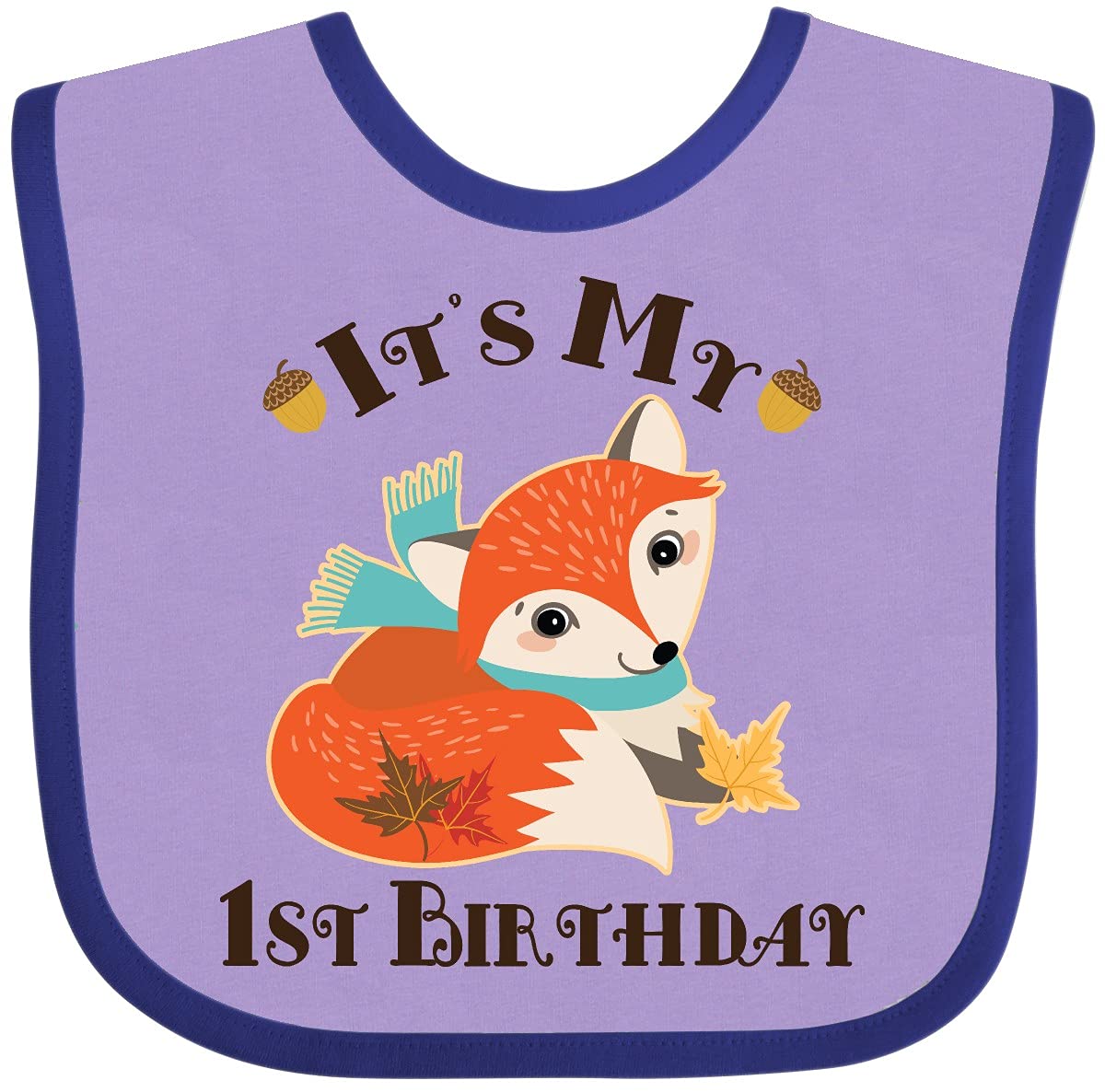 inktastic 1st Birthday Woodland Fox Baby Bib Lavender and Purple 2d46d