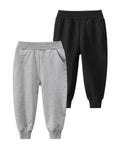 HUAER& Baby Boy's Jogger Pants Dinosaur Car Animal Print Drawstring Elastic Sweatpants 2-Pack (Gray+Black, 5T)