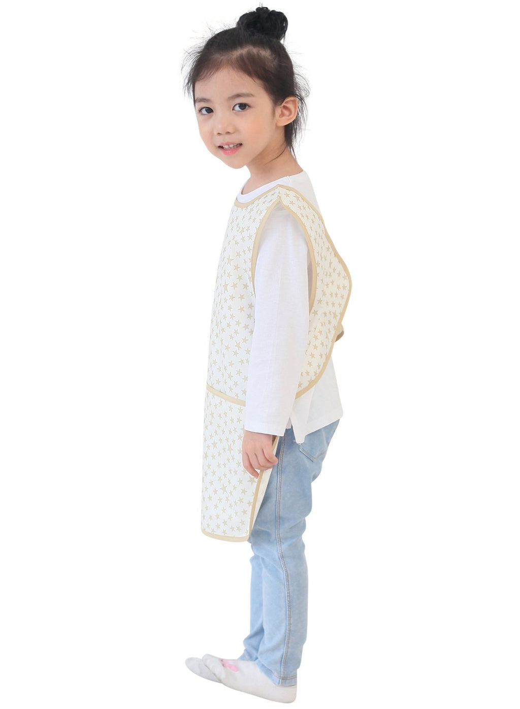 Plie Kids Painting Apron – Waterproof Art Smock for Toddlers & Preschoolers, Messy Play, Baking, Crafts, Cooking, Sensory Activities, Mealtime (Ages 1–10), Begie Star (12-L)