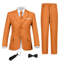 Boys Suit Slim Fit Outfit Suits Kids 6 Piece Jacket Vest Pants Orange 4
