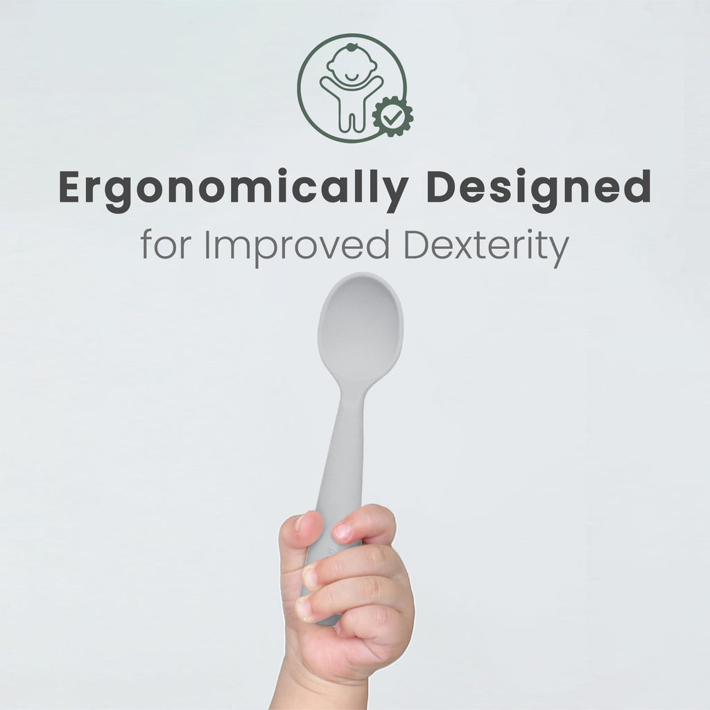Miniware Teething Spoon Cutlery Set (Grey and Aqua)