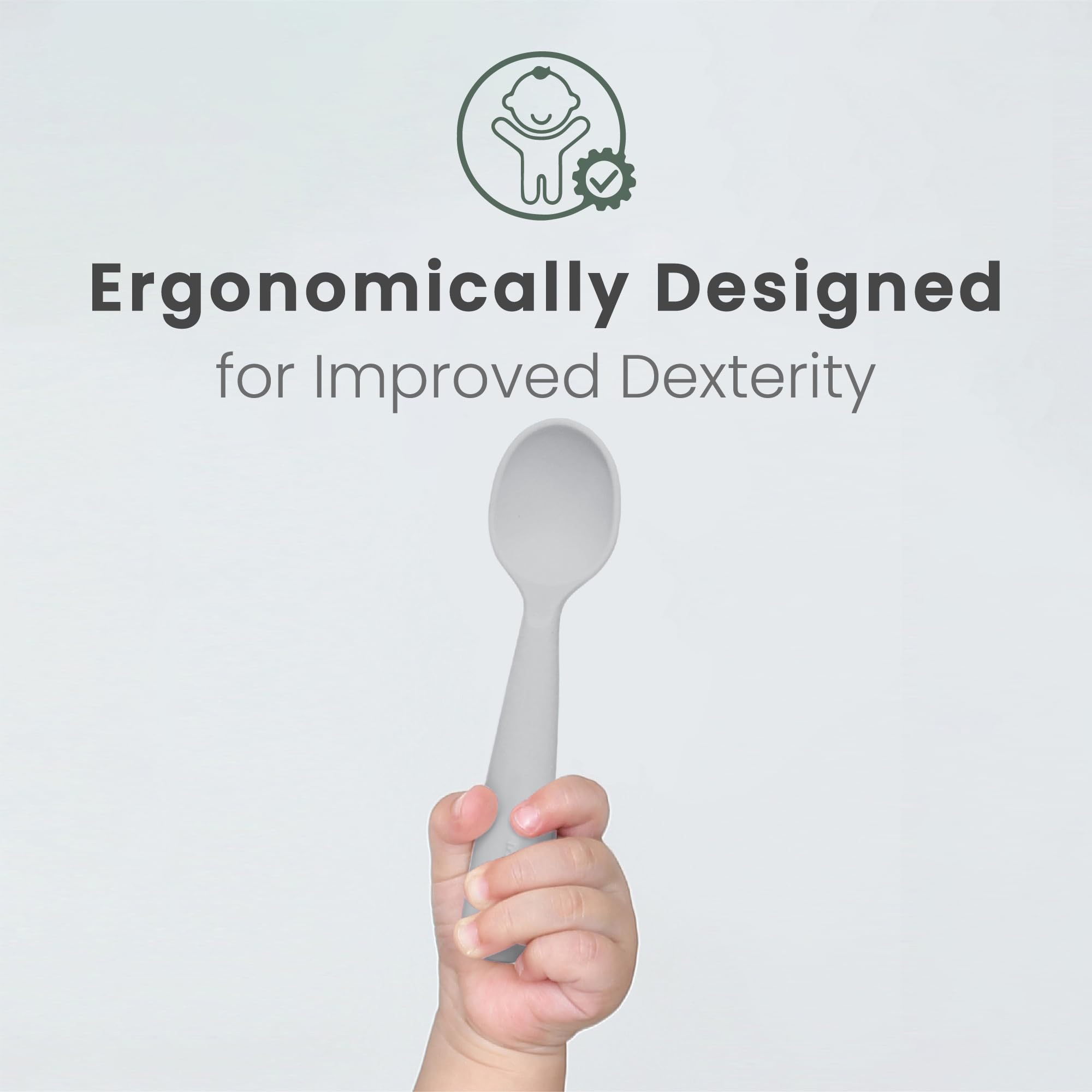 Miniware Teething Spoon Cutlery Set (Grey and Aqua)
